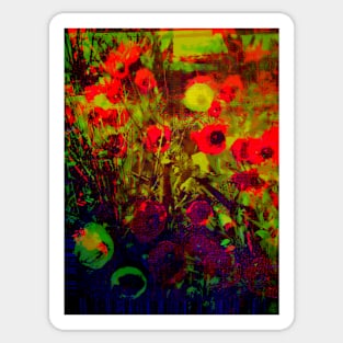 Poppies in The Field Sticker